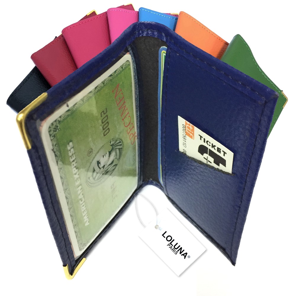 Porte cartes simple 1 à 2 carte transparent compact en cuir existe en  plusieurs couleur pour