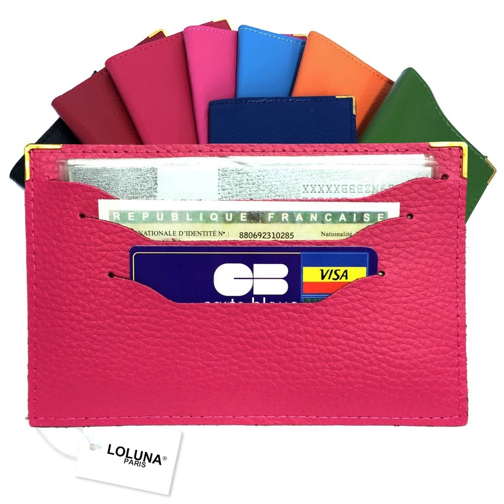 Porte-carte grise plat double face cuir pour document voiture, permis,  assurance et carte crédit / étui