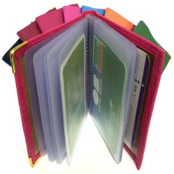 Etui porte-carte 22 pages format carnet compact en cuir graine couleur mode pour homme ou femme / étui RFID