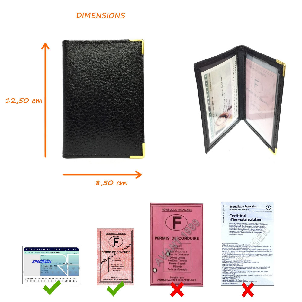 Porte carte permis de conduire - ref. 012 - Dim. 12 x 25,6 cm
