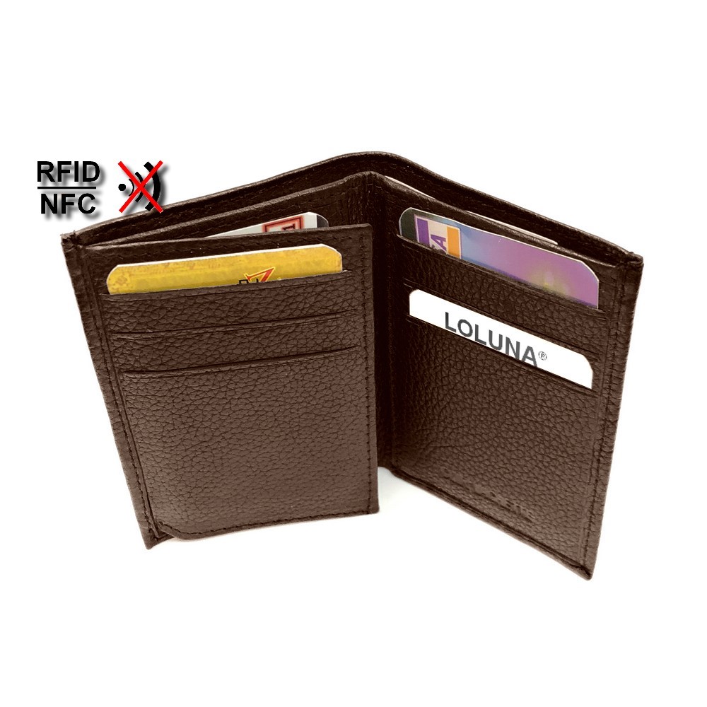 bidafun Compatible Portefeuille NFC RFID en Cuir Souple Carte De Crédit Twist Portefeuille Pliant Porte-Cartes Portefeuille-Marron 