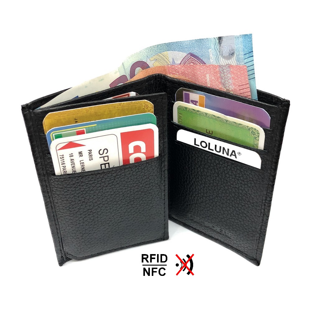 RFID Qualité Hommes Cuir Véritable Mini deux volets Portefeuille Slim Credit ID Card Holder 