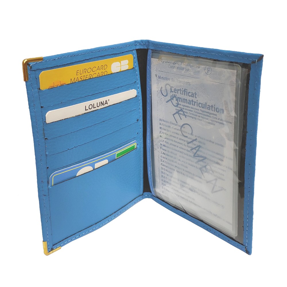 Etui carte grise en cuir, permis conduire, identit?� et assurance - 7 cartes - plusieurs couleur 