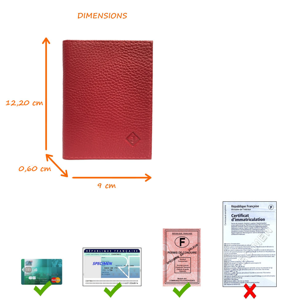 Porte carte permis de conduire - ref. 012 - Dim. 12 x 25,6 cm