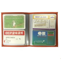 Carnet 64 cartes pour carte bancaire, fidélité, visite, format portefeuille pochette plastifiée, en cuir / étui RFID