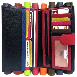 Porte chéquier long pliant talon gauche avec carte bancaire compact en cuir  disponible dans plusieurs couleur