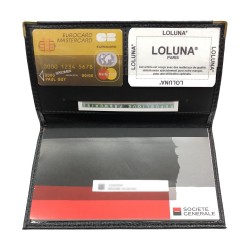 Porte chéquier talon en haut, compact format portefeuille avec carte bancaire, en cuir plusieurs couleurs