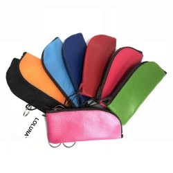 Pochette badge - porte-clés à anneau fermeture zippé autour plusieurs couleur disponible en cuir