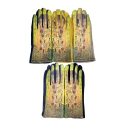Gants femme chauffant confortable extensible pour hiver, motif Le Baiser de Klimt, doigt tactile, douceur velouté Sweden