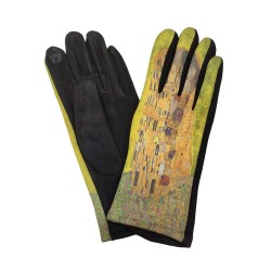Gants femme chauffant confortable extensible pour hiver, motif Le Baiser de Klimt, doigt tactile, douceur velouté Sweden