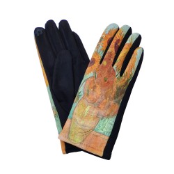 Gants femme chauffant confortable extensible pour hiver, motif Tournesol Van Gogh, doigt tactile, douceur velouté Sweden