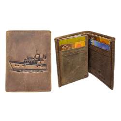 Porte-Cartes en Cuir Motif BATEAU, Portefeuille Compact Multi-Poches, Protection RFID, idée cadeau fête, anniversaire