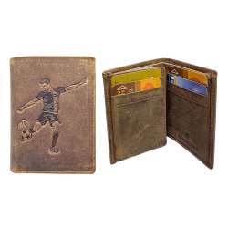 Porte-Cartes en Cuir Motif FOOT, Portefeuille Compact Multi-Poches, Protection RFID, idée cadeau fête, anniversaire