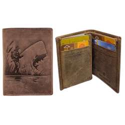 Porte-Cartes en Cuir Motif LA PECHE, Portefeuille Compact Multi-Poches, Protection RFID, idée cadeau fête, anniversaire