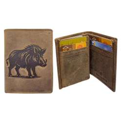 Porte-Cartes en Cuir Motif SANGLIER, Portefeuille Compact Multi-Poches, Protection RFID, idée cadeau fête, anniversaire