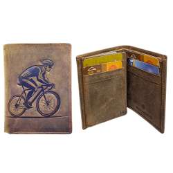 Porte-Cartes en Cuir Motif Cycliste, Portefeuille Compact Multi-Poches, Protection RFID, idée cadeau fête, anniversaire
