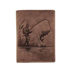 Porte-Cartes en Cuir Motif LA PECHE, Portefeuille Compact Multi-Poches, Protection RFID, idée cadeau fête, anniversaire