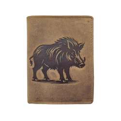 Porte-Cartes en Cuir Motif SANGLIER, Portefeuille Compact Multi-Poches, Protection RFID, idée cadeau fête, anniversaire