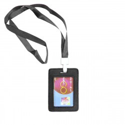 Porte badge cordon tour de cou avec porte-carte pour badge d'identification, Navigo, Bus en CUIR