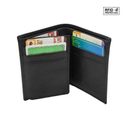 Porte cartes de crédit cuir, RFID Blocage, 3 volets / 10 cartes, Petit Portefeuille, Rangement carte et billets, Pour Homme / Femme, Cuir Vachette Véritable