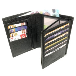 Grand portefeuille classique cuir 4 volets pour carte grise, permis, identité, cartes, billet et monnaie