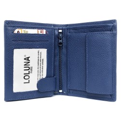 Portefeuille petit format cuir souple 3 volets pour 10 cartes, permis, identité, billet et monnaie