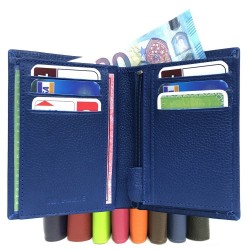 Petit portefeuille cuir souple, 2 volets compact et pratique pour placer permis, identité, cartes, billet et monnaie