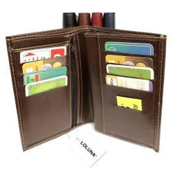 Grand portefeuille classique 3 volets avec 8 cartes, identité, carte grise, permis et porte-monnaie zippé, en simili cuir