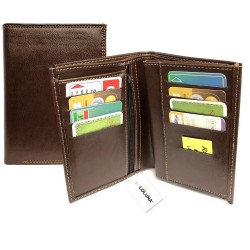 Grand portefeuille classique 3 volets avec 8 cartes, identité, carte grise, permis et porte-monnaie zippé, en simili cuir