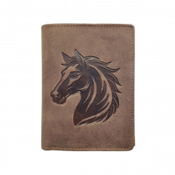 Portefeuille Cheval Cuir vintage, RFID Blocage, 3 volets avec pression, carte, permis, identité et monnaie - Idée cadeau