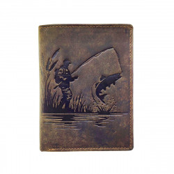 Portefeuille La Pêche Cuir vintage, RFID Blocage, 3 volets avec pression, carte, permis, identité et monnaie - Idée cadeau