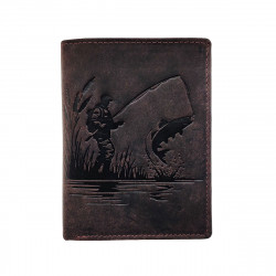 Portefeuille La Pêche Cuir vintage, RFID Blocage, 3 volets avec pression, carte, permis, identité et monnaie - Idée cadeau