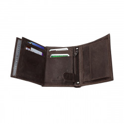 Portefeuille Cycliste Cuir vintage, RFID Blocage, 3 volets avec pression, carte, permis, identité et monnaie - Idée cadeau