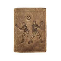 Portefeuille TENNIS Cuir vintage, RFID Blocage, 3 volets avec pression, carte, permis, identité et monnaie - Idée cadeau