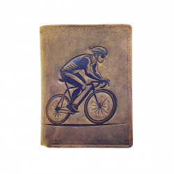 Portefeuille Cycliste Cuir vintage, RFID Blocage, 3 volets avec pression, carte, permis, identité et monnaie - Idée cadeau