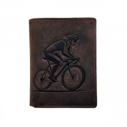Portefeuille Cycliste Cuir vintage, RFID Blocage, 3 volets avec pression, carte, permis, identité et monnaie - Idée cadeau