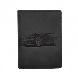 Portefeuille Voiture Cuir vintage, RFID Blocage, 3 volets avec pression, carte, permis, identité et monnaie