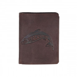 Portefeuille Truite Cuir vintage, RFID Blocage, volets avec pression, carte, permis, identité et monnaie - Idée cadeau