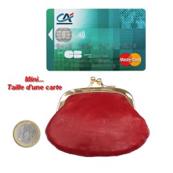 Mini Porte-monnaie femme cuir véritable agneau souple, fermoir Clic-Clac, couleurs au choix