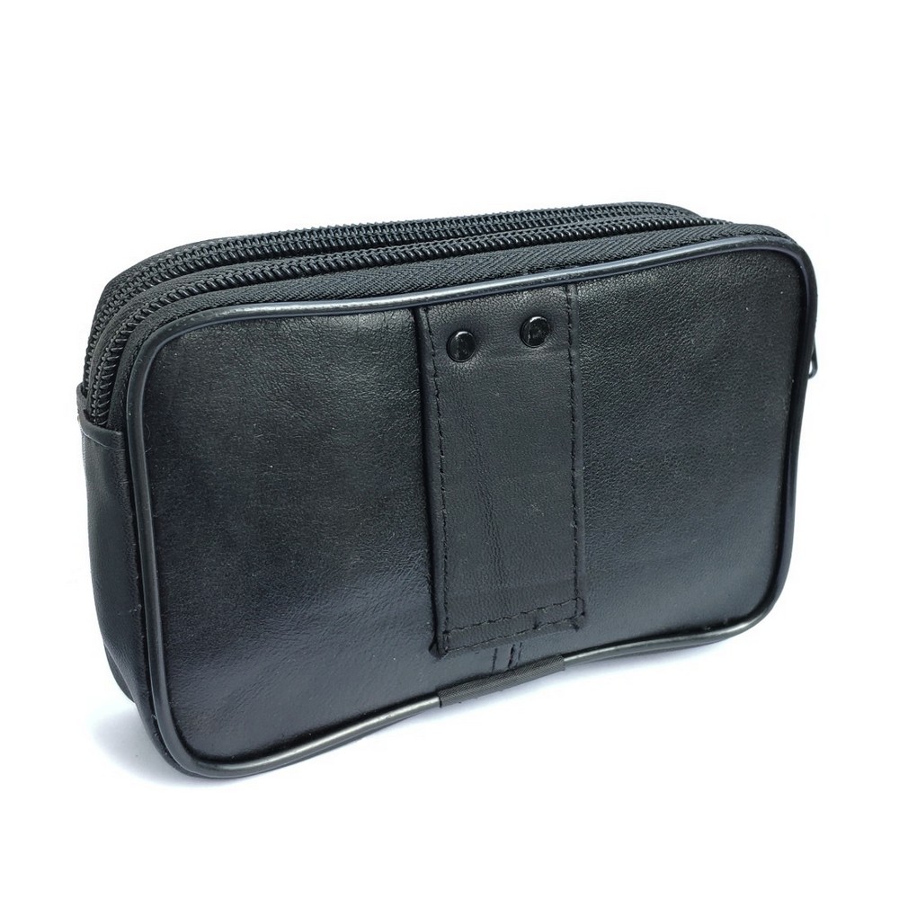 Porte Cartes Porte Monnaie LIVAN® Double Fermeture éclaire Bouton 11,5 x 7,5 x 3 cm Homme Femme Rouge en Cuir Vachette épais Anneau à clé intégré