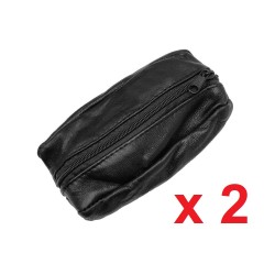 Porte-monnaie homme en cuir souple, forme grain café, 2 côtés fermetures, pour poches pantalon ou veste lot de 2 pièces