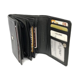 Porte-monnaie cuir spacieux zip et multi compartiments avec rabat, portefeuille, compagnon, pour ranger 12 cartes, billet, monnaie, identité, permis