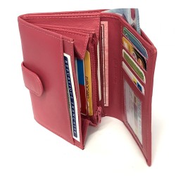 Porte-monnaie cuir à patte 2 fermetures, portefeuille, pour ranger 10 cartes, billet, monnaie, identité et permis