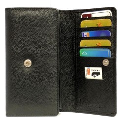 Grand porte-monnaie cuir spacieux avec rabat, 2 poches zippées, compagnon, portefeuille, 14 cartes, billet, monnaie et identité