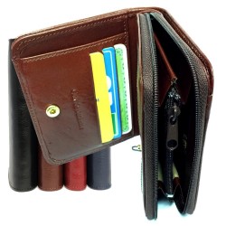 Porte-monnaie zip identité cuir