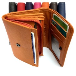 Porte-monnaie zip multi compartiments cuir