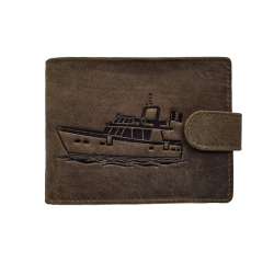Portefeuille BATEAU cuir vintage patte italien homme en cuir Protection RFID - idée cadeau fête, anniversaire