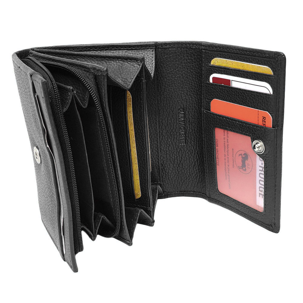 Merlin Étui portefeuille à rabat en cuir avec porte-cartes et