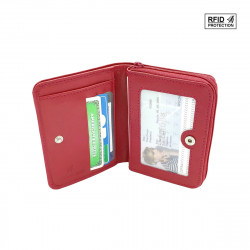 Porte-monnaie fermeture hermétique en cuir Protection RFID Blocage, format identité, idéal pour placer permis, cartes, billet et monnaie