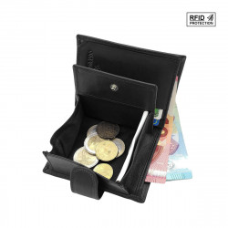 Porte monnaie cuir véritable, Protection RFID Blocage, compact et spacieux pour pièces, billets et 2 cartes bancaire, homme et femme